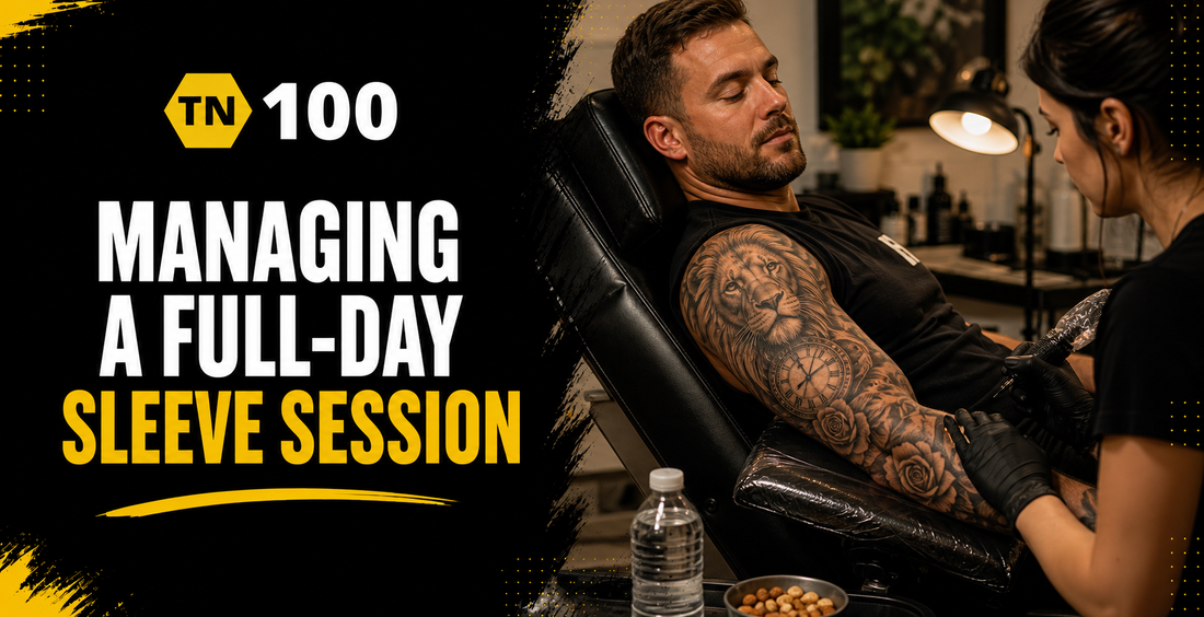 How to get through a full-day sleeve tattoo session, pacing and comfort with TN100 by Tattoo Numbing Australia