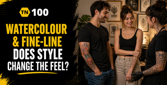 Do fine-line and watercolour tattoos feel different, style and comfort explained with TN100 by Tattoo Numbing Australia