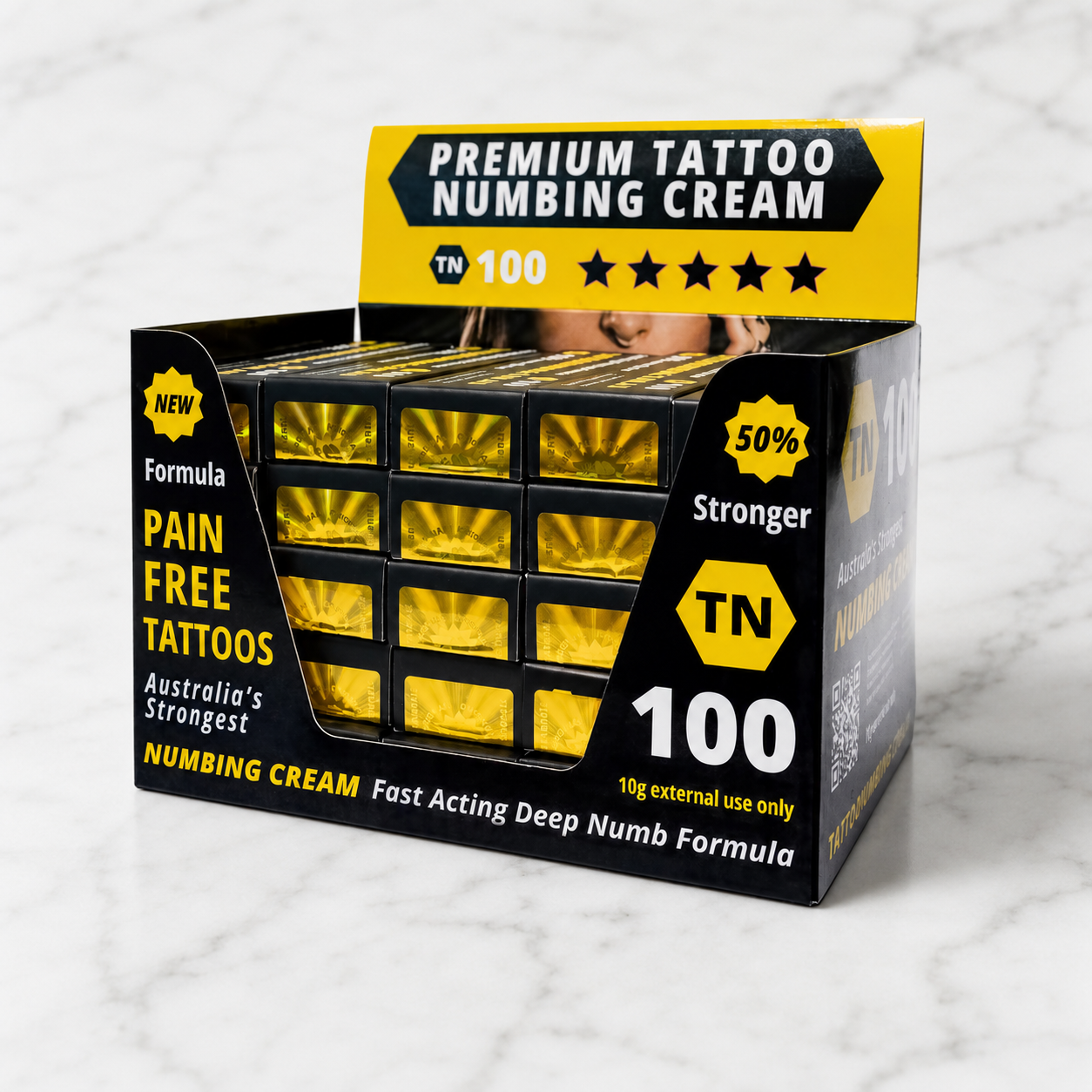 25 Tube Retail Display Pack - TN100 - Premium Tattoo Numbing Cream - 10g